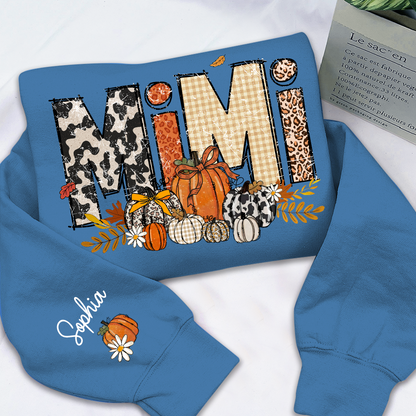 Preppy Fall Mimi Custom Grandma Pumkin Sweatshirt, Personalized For Grandma And Kids