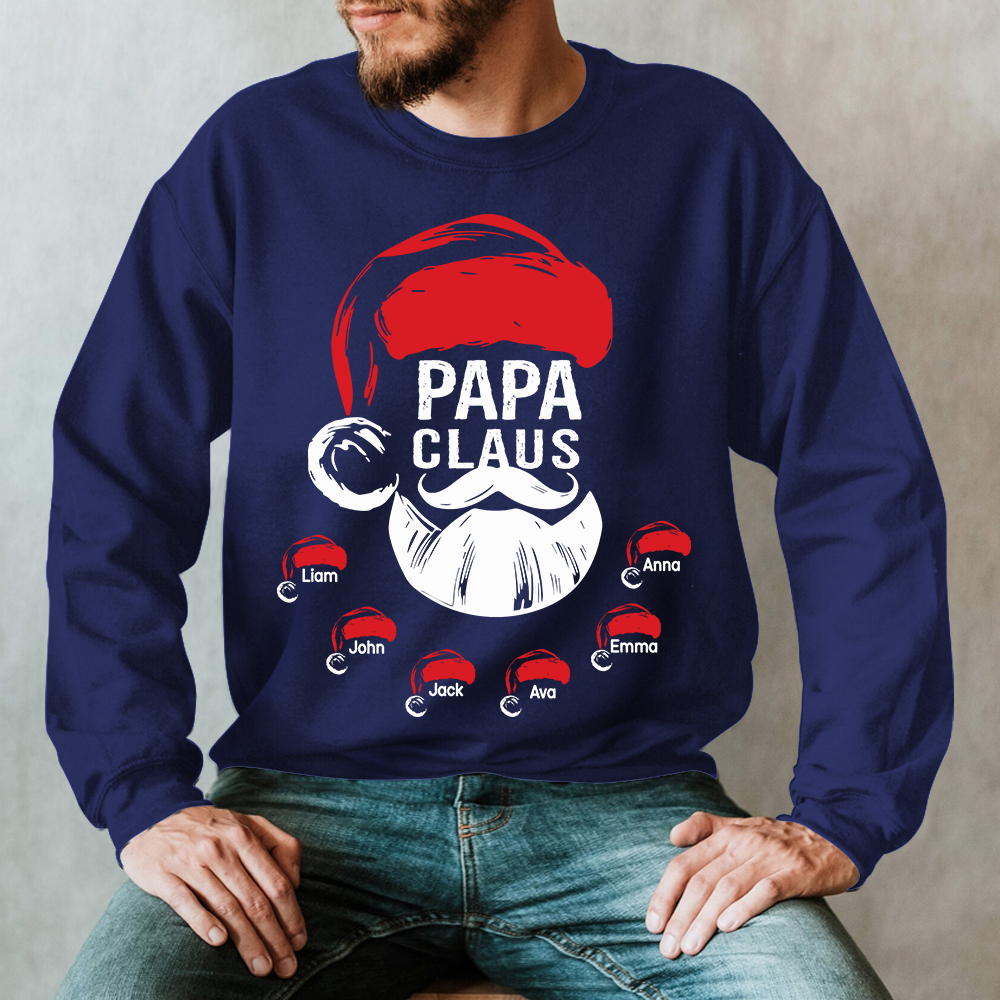 Custom Papa Claus Christmas, Gift For Papa And Kids Sweatshirt