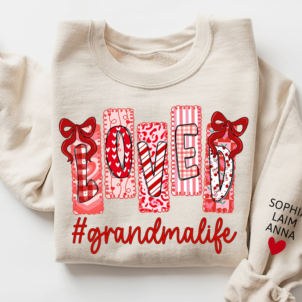 Personalized Love Grandma Life Sweatshirt, Custom Valentine Heart Design