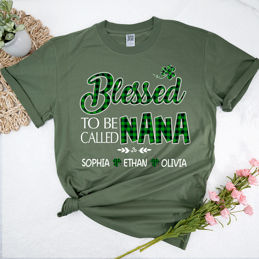 Personalized Nana Caro Green T-shirt, Blessed to Be Called Nana Patrick's Day  Gift for Grandma