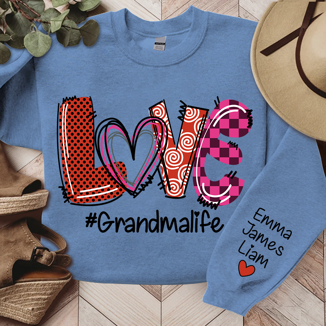 Personalized Love Valentine Grandma Life With Kids, Gift For Grandma Valentine TH Sweatshirt