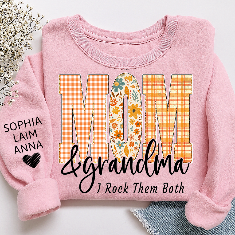 Custom Fall Mom & Grandma I Rock Them Both Sweatshirt, Gift For Grammy And Her Grandchildren