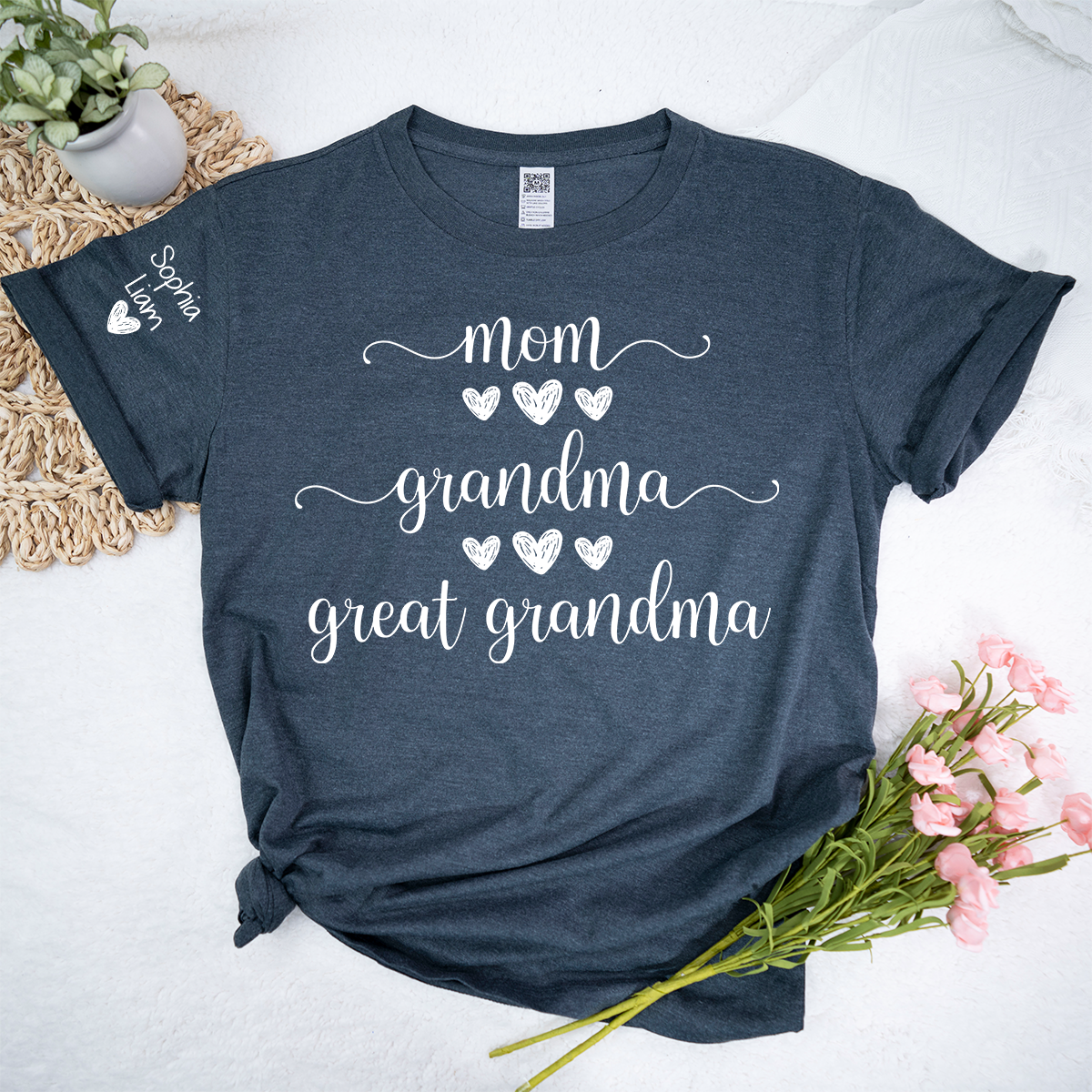 Mom Grandma Great Grandma Shirt, Custom Grandma Tee with Children Names, Cute Family Shirt for Mom Grandmother Gift Idea