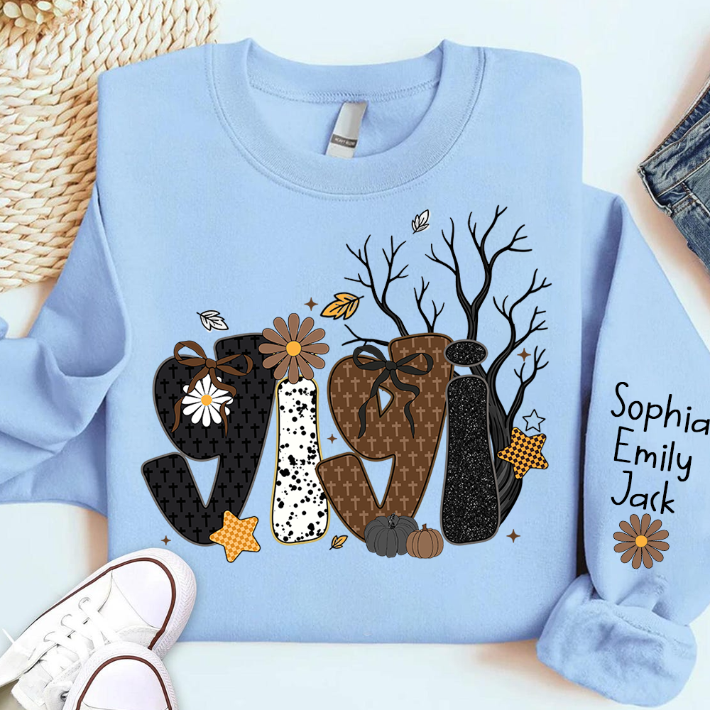 Personalized Grandma, Prayer Sweatshirt, Custom Gigi Nickname with Kids
