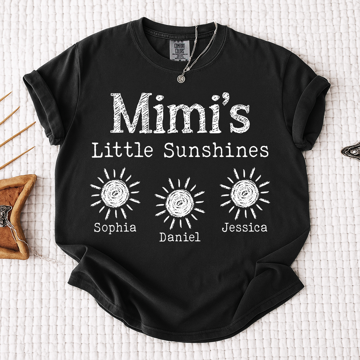 Comfort Colors Personalized Mimi's Little Sunshines Shirt with Grandkids Names, Custom Mimi Tee, Family Gift for Grandma and Mimi