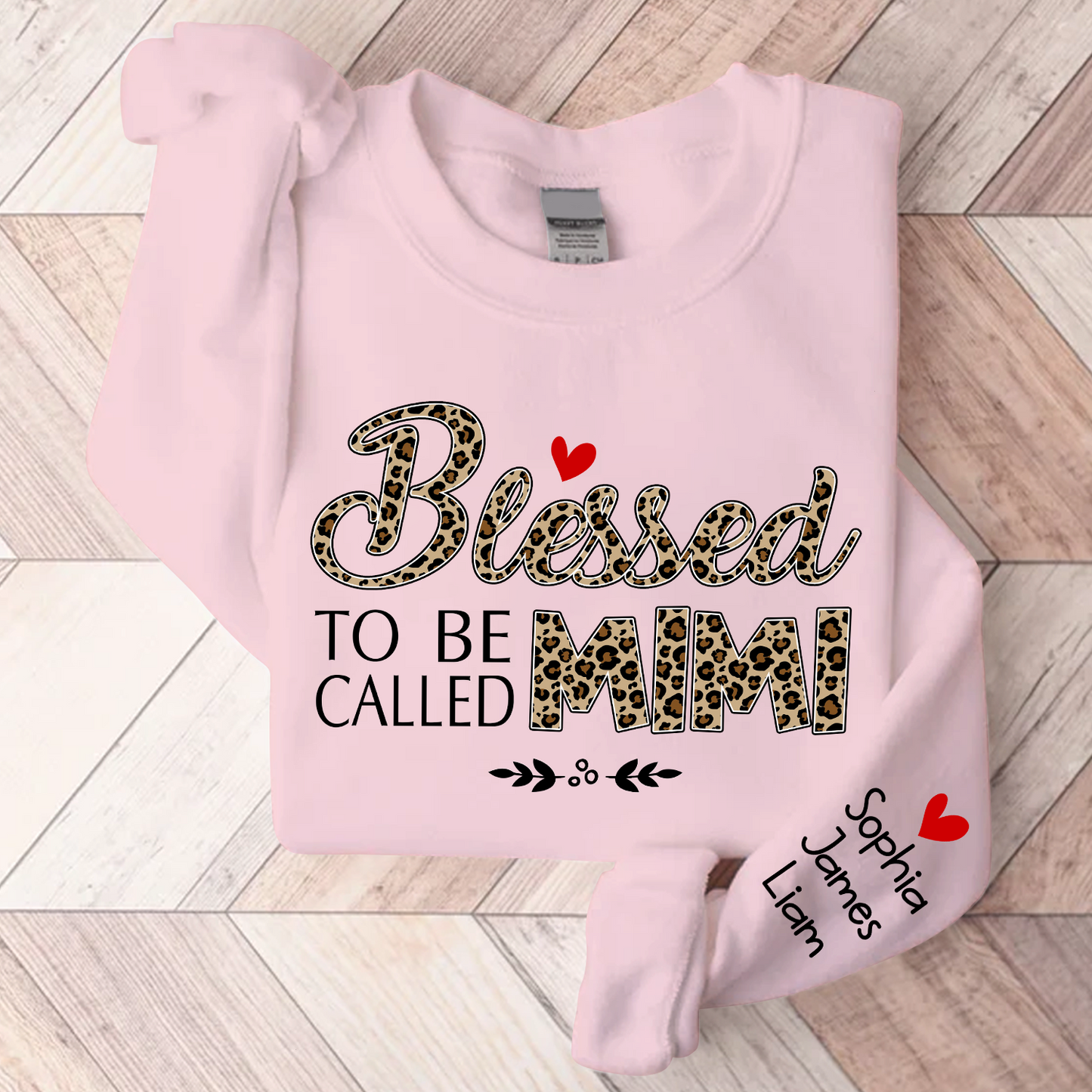 Blessed To Be Called Mimi Leopard, Custom Mimi And Kids, Grandma Gift TH Sweatshirt