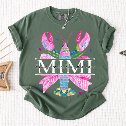 Comfort Colors® Mimi Lobster Family Name Shirt, Unique Personalized Crab T-Shirt for Grandma, Lobster Summer Graphic Top