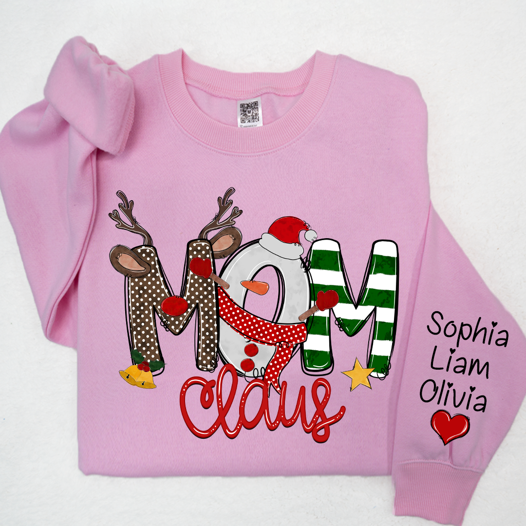 Mom Claus And Kids Christmas Shirt, Mother's Day Gift Mother Sweater LTP01