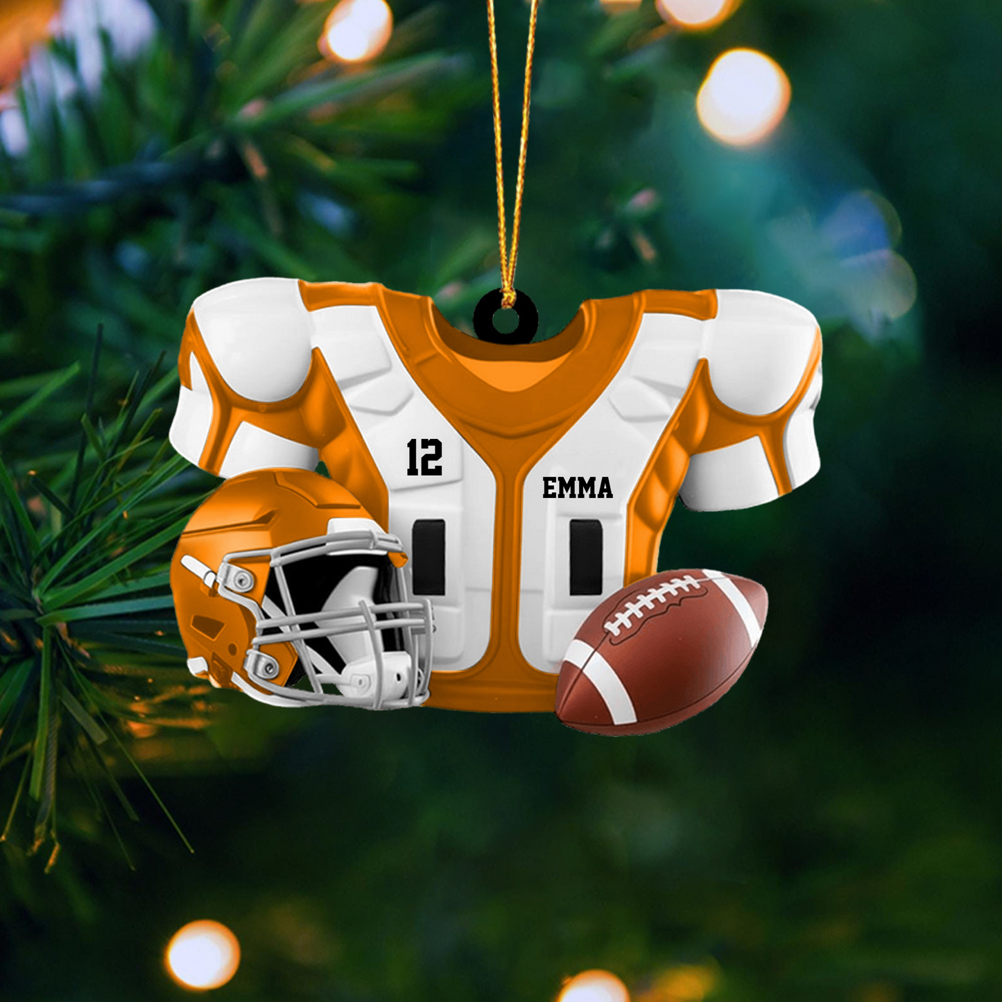 Football Lover Ornament, Custom Jersey & Helmet Personalized Christmas Decoration Ornament