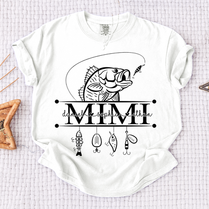 Comfort Colors® Personalized Mimi Fishing Shirt Custom Name Angler Tee for Grandmother, Unique Gift for Grandma Who Loves Fishing