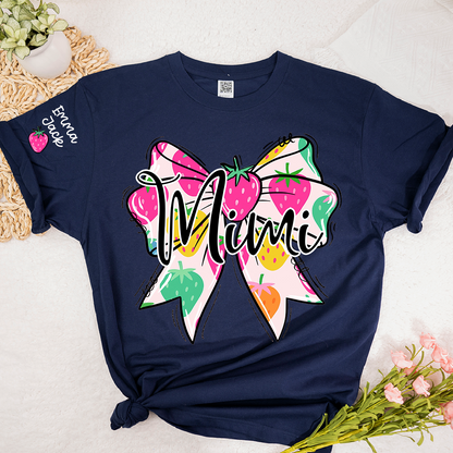 Funny Mimi Shirt, Strawberry Coquette Bow Graphic Tee, Grandma T Shirt for Women, Cute Gift for Mimi from Family