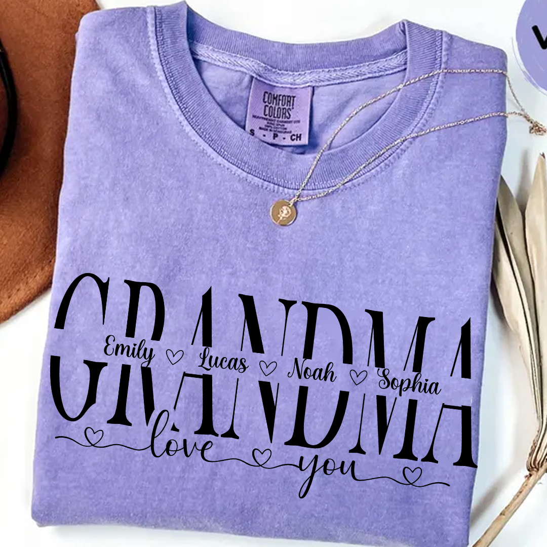 Personalized Grandma Shirt with Grandkids' Names - Comfort Colors T-Shirt