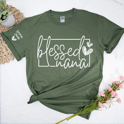 Blessed Grandma Shirt, Custom Grandkids Names, Heart Design T-Shirt, Perfect Gift for Grandma