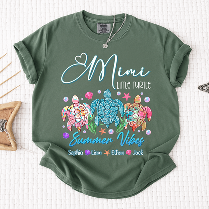 Comfort Colors® Gigi Personalized Turtle Mom Shirt with Children’s Names, Fun and Cute Grandma Shirt