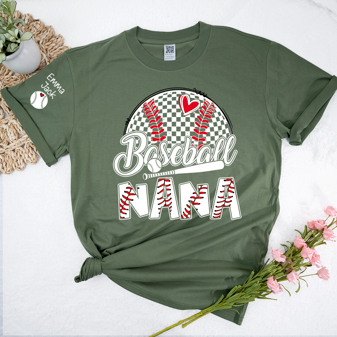 Baseball Grandma Personalized T-Shirt, Custom Name Sports Grandma Shirt with Baseball Graphic