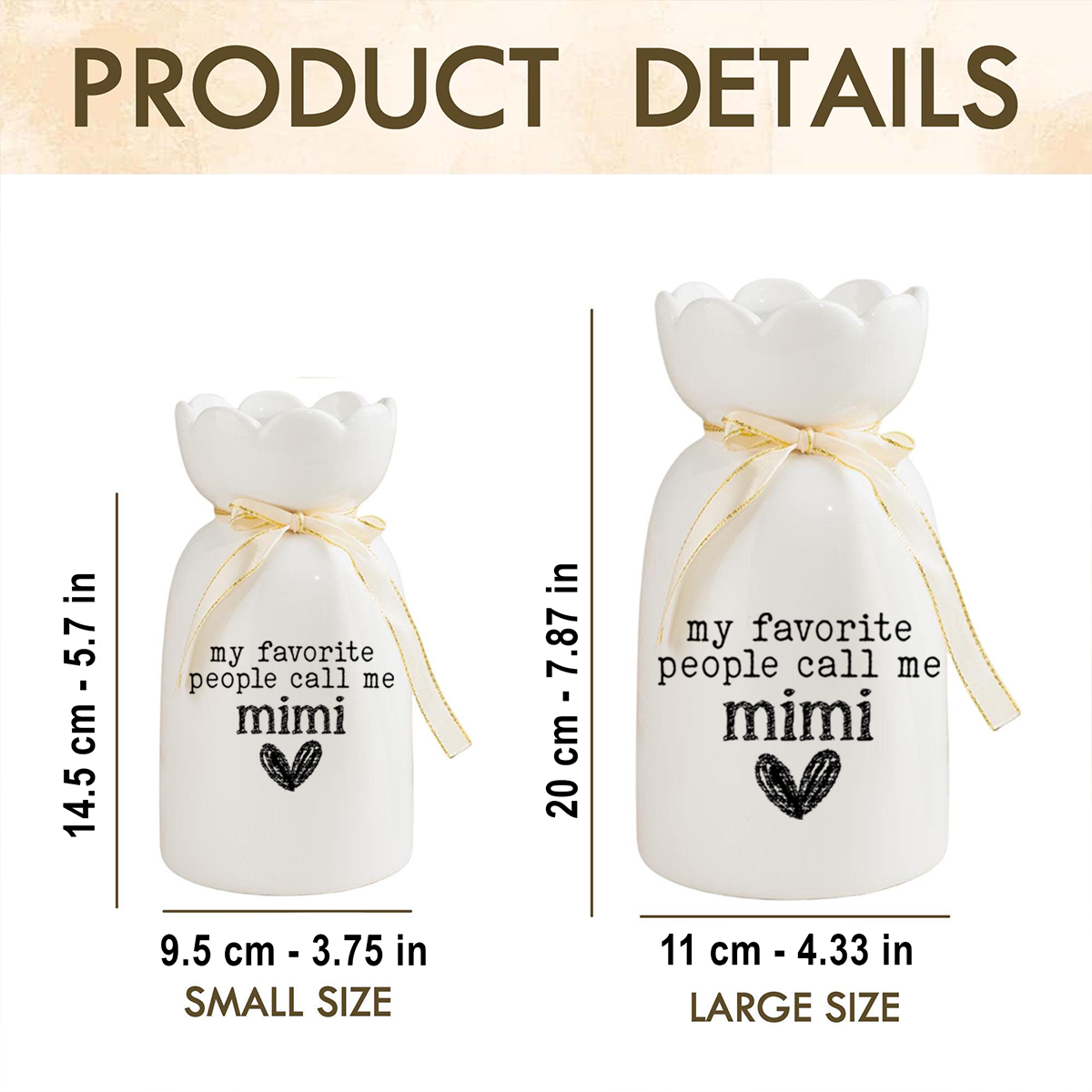 Personalized Ceramic Mimi Vase, My Favorite People Call Me T-Shirt Design, Custom Gift for Mimi