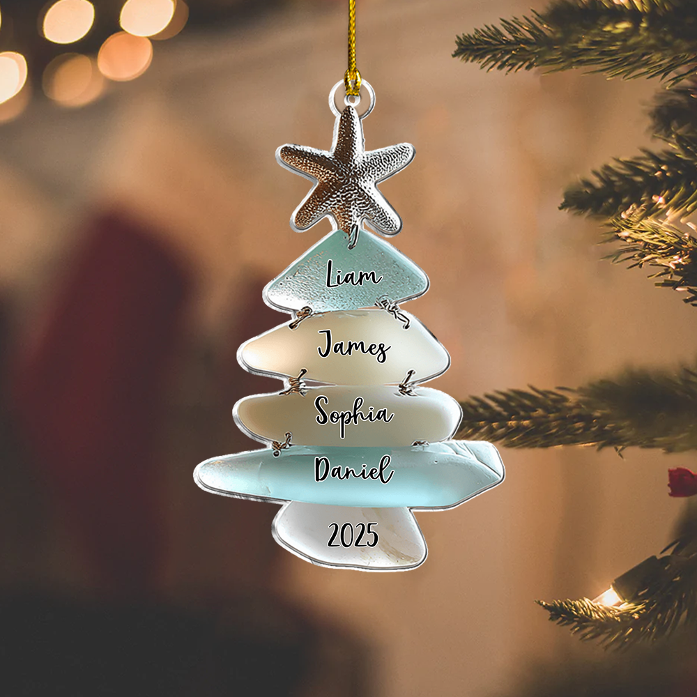 Family Sea Christmas Tree - Personalized Family Acrylic Ornament