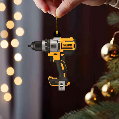 Personalized Power Drill Ornament 2025 – Custom Name Tool Ornament, Gift for Carpenter, Builder & Handyman Ornament