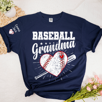Custom Baseball Grandma T-Shirt, Personalized Family Tee for Baseball Season and Game Days