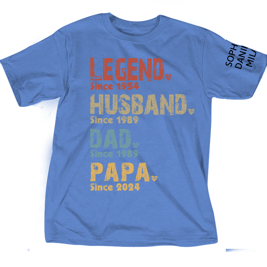 Legend Papa Custom Papa Grandpa Dad And Grandkis T-Shirt
