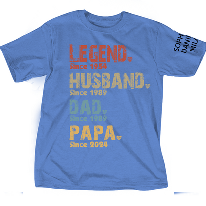 Legend Papa Custom Papa Grandpa Dad And Grandkis T-Shirt