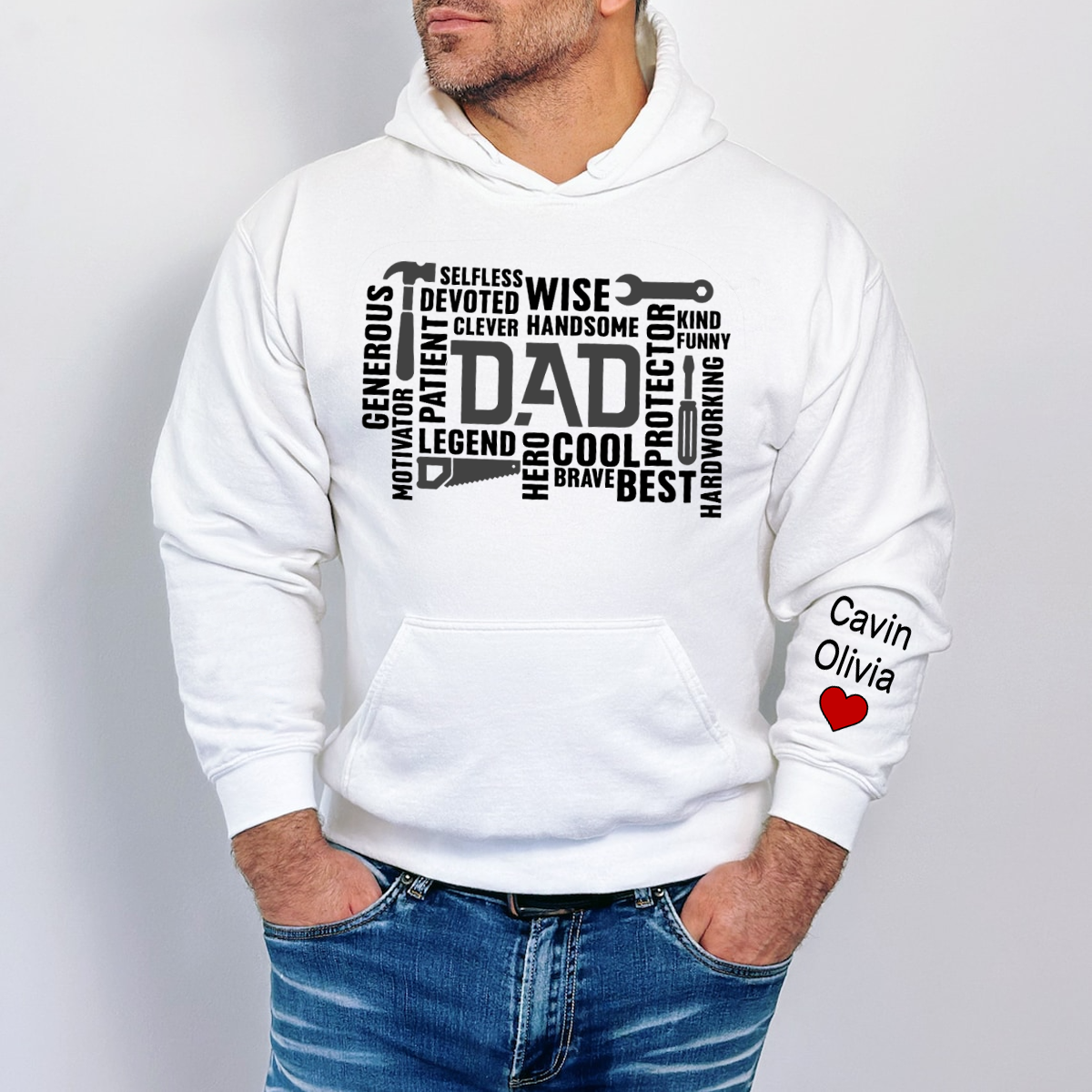 Personalized Dad With Kids Gifts Xmas 2023 Hoodie