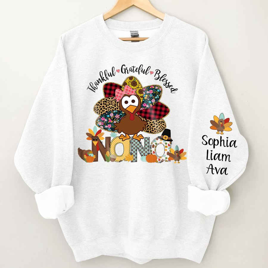 Personalized thankful grateful blessed nana with grandkids Sweatshirt
