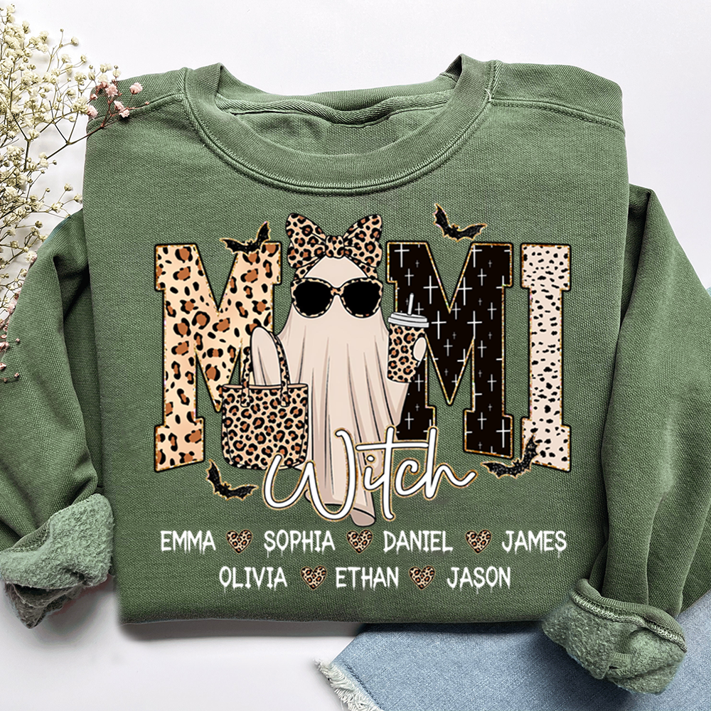 Custom Ghost Sweatshirt for Grandma, Halloween Witch Mimi Boo 2025