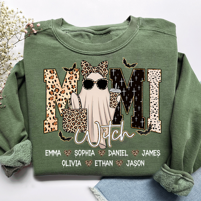 Custom Ghost Sweatshirt for Grandma, Halloween Witch Mimi Boo 2025