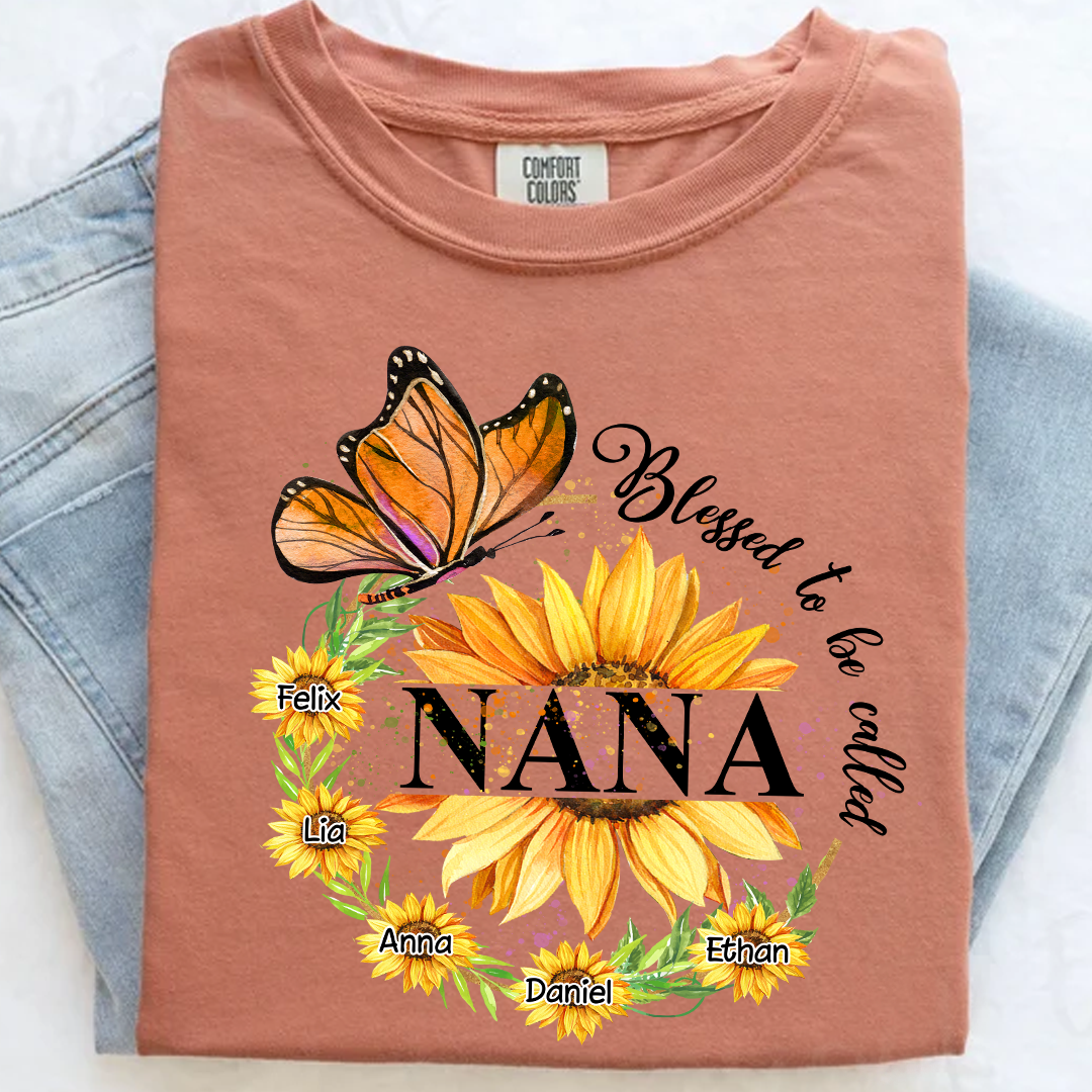 Comfort Colors® Blessed Nana Sunflower Butterfly T-Shirt, Gift For Grandma T-Shirt