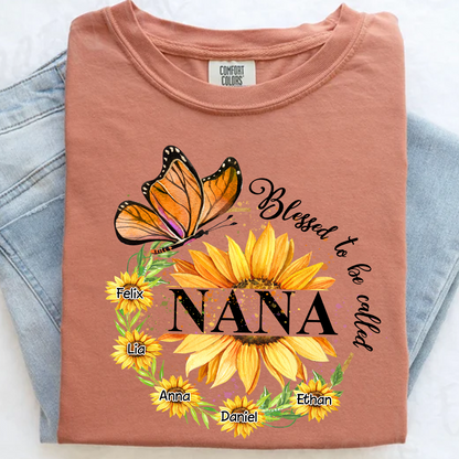 Comfort Colors® Blessed Nana Sunflower Butterfly T-Shirt, Gift For Grandma T-Shirt