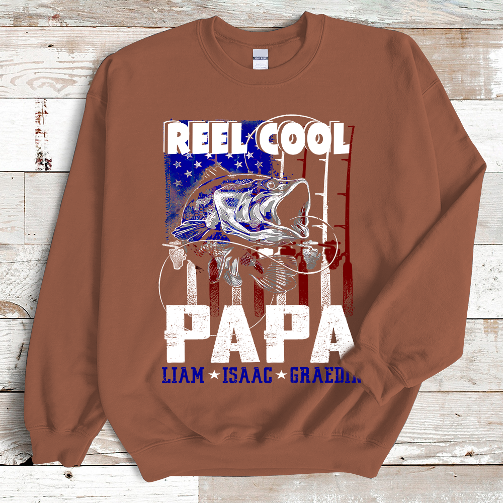 Reel Cool Papa with Kid names Sweatshirt