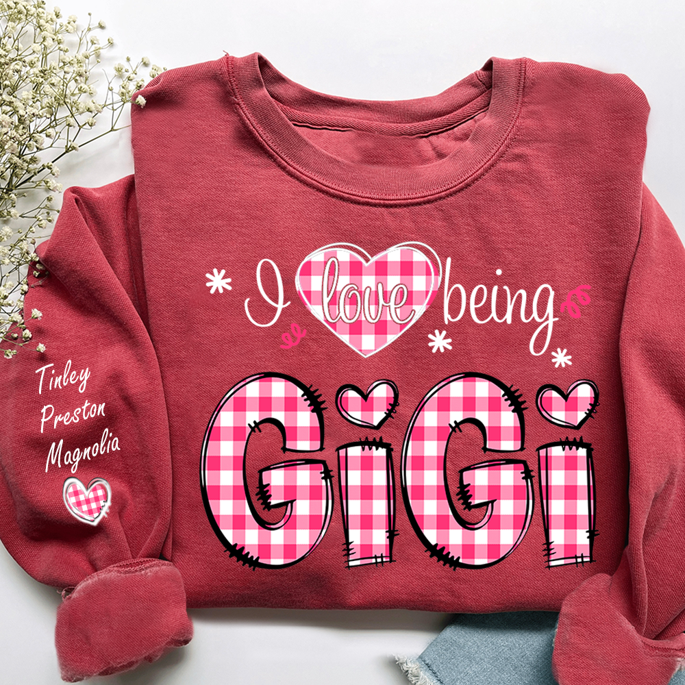 Personalized Grandma Valentine Sweatshirt, Custom Name Family Shirt, I Love Being Gigi Design