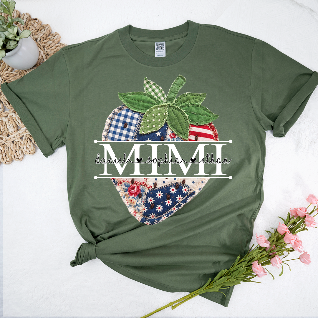Custom Mimi 4th of July Strawberry Shirt, Personalized Cute Summer Grandma Tee For Gift Grandma And Kids