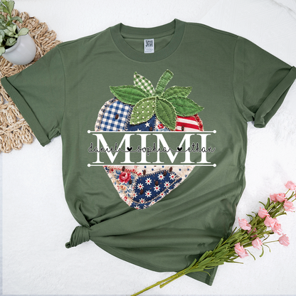 Custom Mimi 4th of July Strawberry Shirt, Personalized Cute Summer Grandma Tee For Gift Grandma And Kids