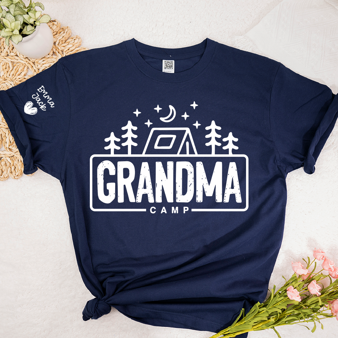 Grandma Camp Shirt, Personalized Grandma Camping Tee, Custom Grandkids Names T Shirt, Outdoor Adventure Gift for Grandma