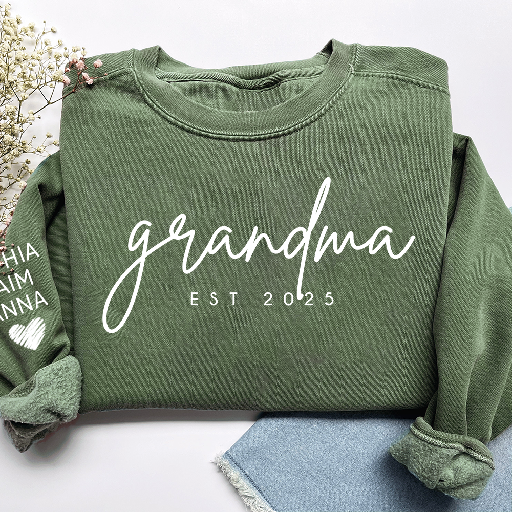 Personalized Grandma Est Sweatshirt, Gifts for Grandma, Custom Grandma and Grandchild Names