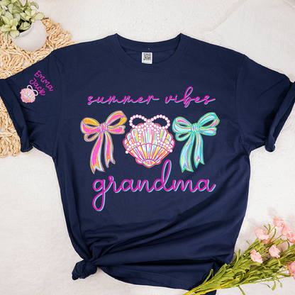 Colorful Bow and Shell Grandma T-Shirt Perfect for Summer Outfits