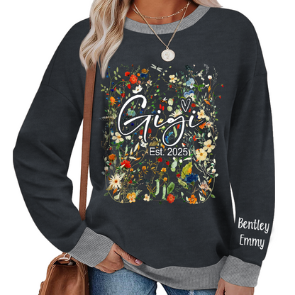 Personalized Gigi Est With Grandkids Flower Art Sweatshirt Mix