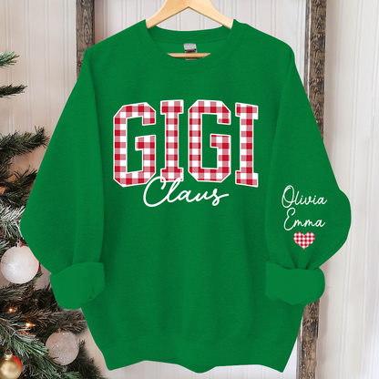 Custom Gigi Claus Red Caro Christmas With Kids Sweatshirt