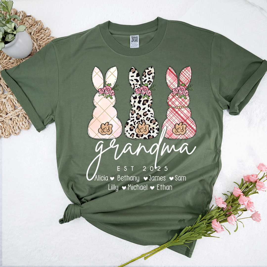 Grandma Easter Bunny Shirt Personalized with Names, Custom Family Bunny Tee