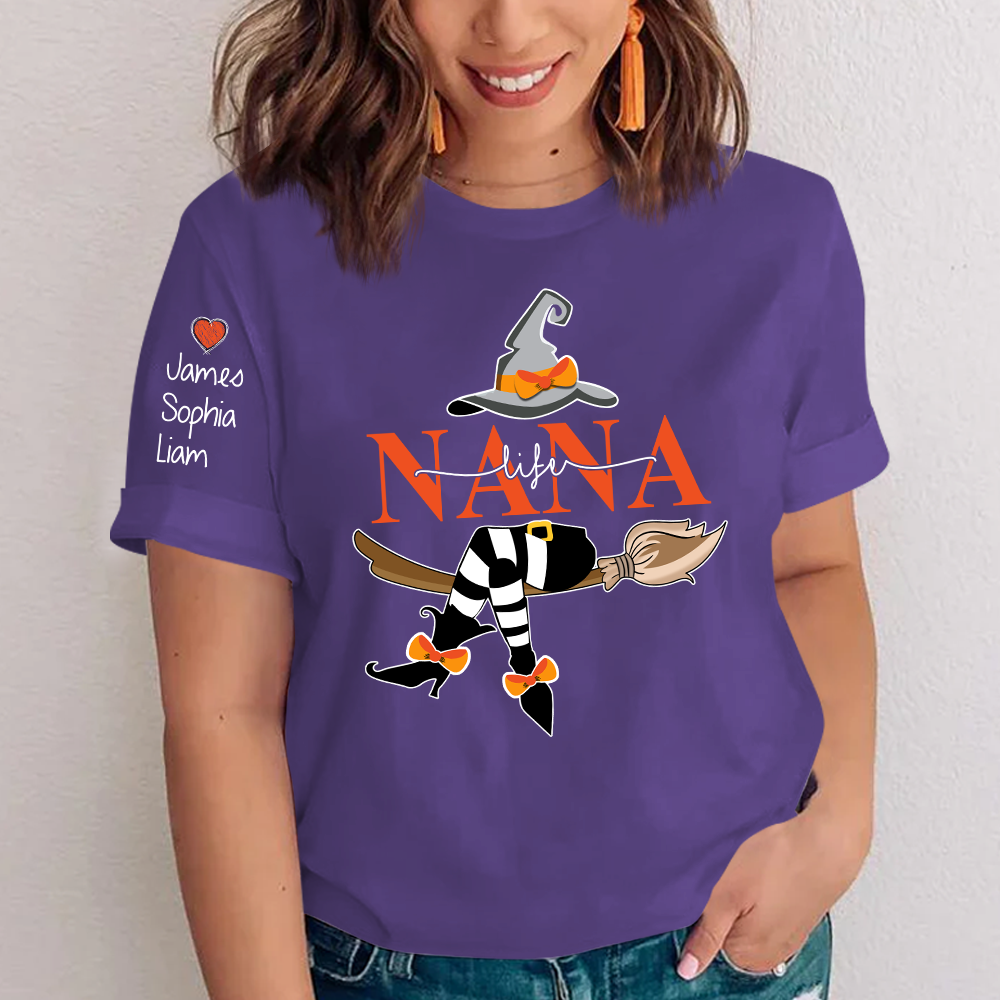 Personalized Nana Life Witch Shirt, Custom Grandma Halloween, Gif For Grandma TH T-Shirt
