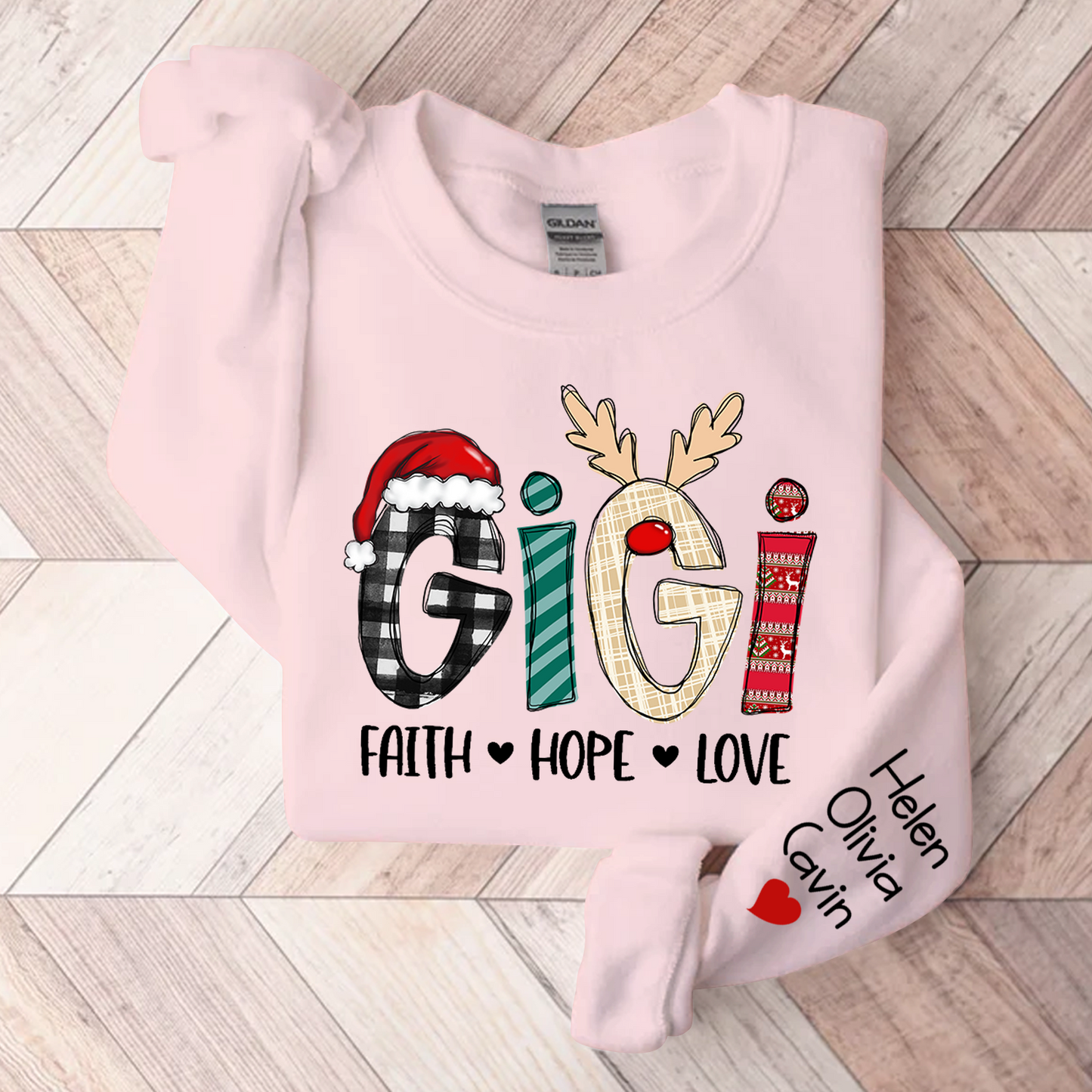 Gigi Faith Hope Love, Custom Gigi With Kids, Grandma Gift Sweatshirt