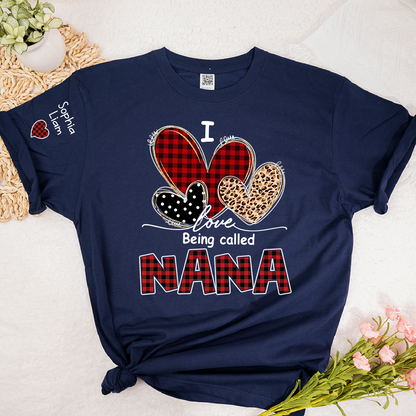 I Love Being Called Nana T-Shirt, Personalized Grandma T-Shirt with Kids Names