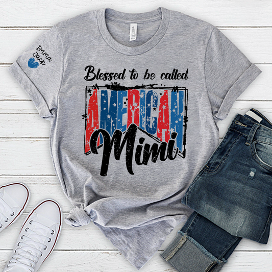 Blessed to Be Called Mimi Shirt, Personalized Mimi T-Shirt with Custom Names and Patriotic Design