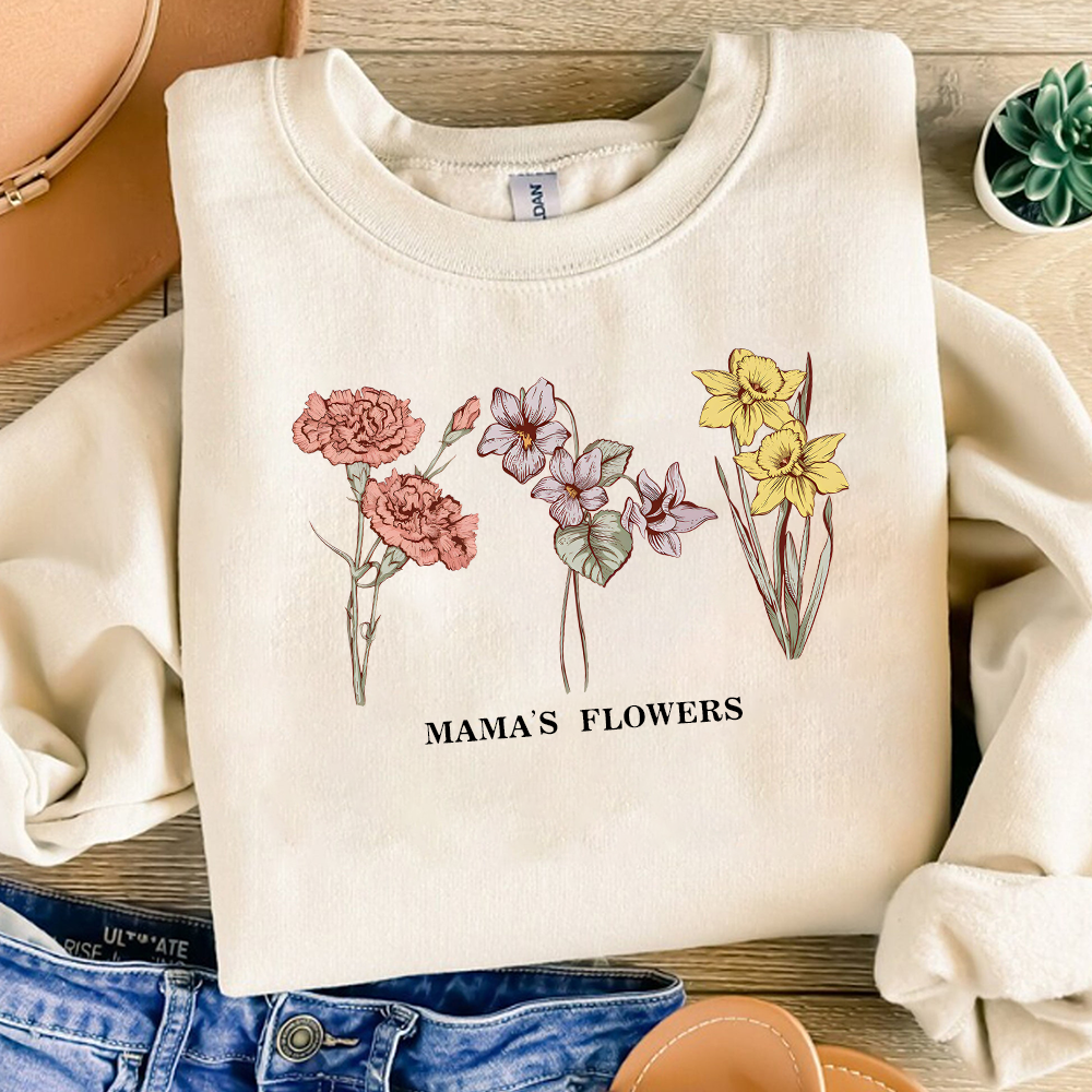 Custom Birth Month Sweatshirt Birth Flower Sweater, Birth Flower Shirt, Grandma's Garden, Personalized Sweatshirt