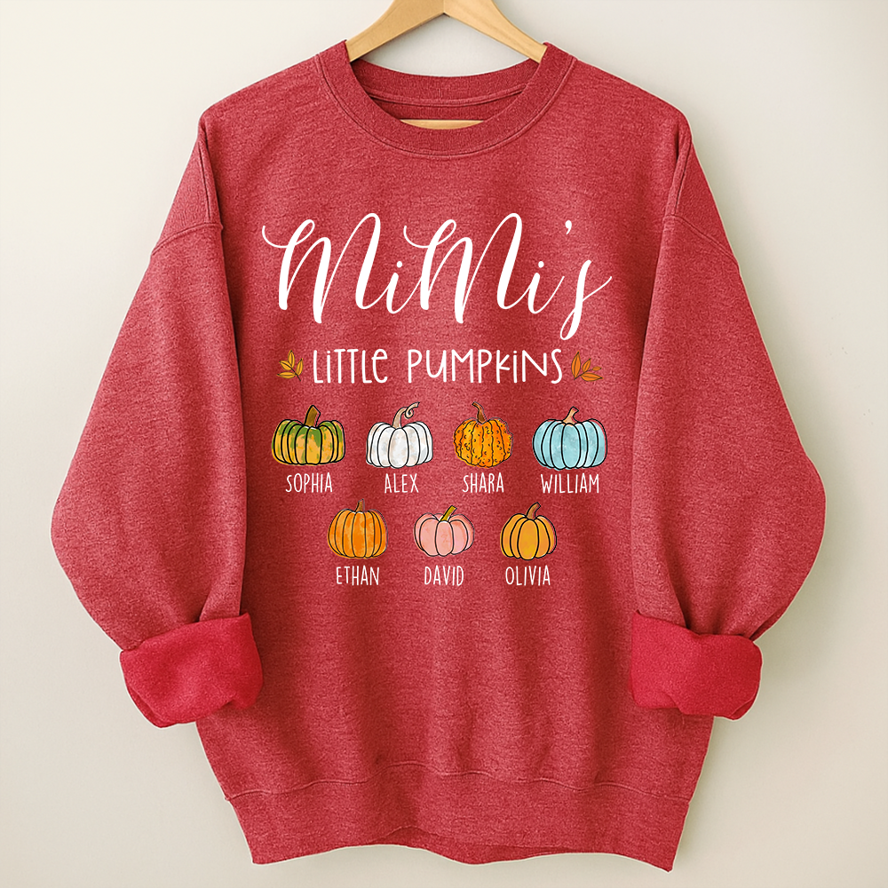 Personalized Mimi's Little Pumpkins Shirt, Custom Grandkids Names Fall Pumpkin Sweatshirt, Grandma Autumn Gift