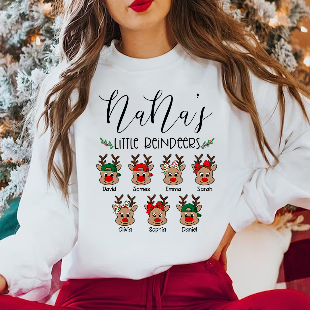 Comfort Colors® Personalized Mimi’s Little Reindeers Christmas Sweatshirt With Grandkids Names