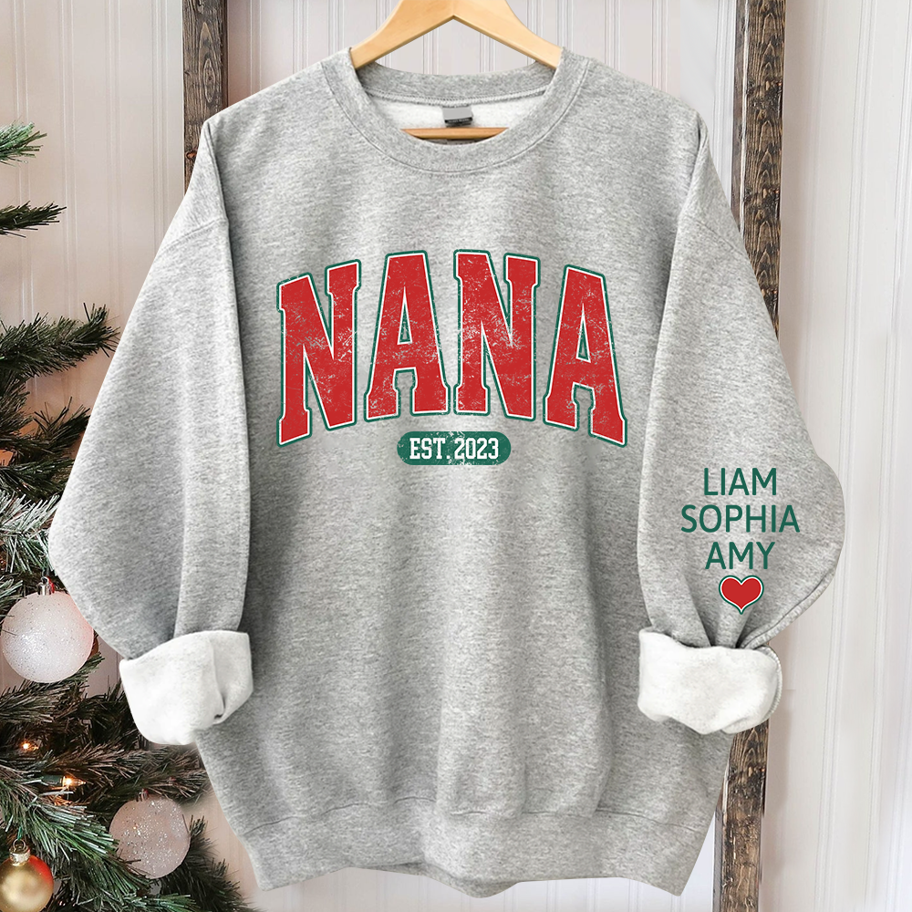 Personalized Nana Christmas With Grandkids Sweatshirt