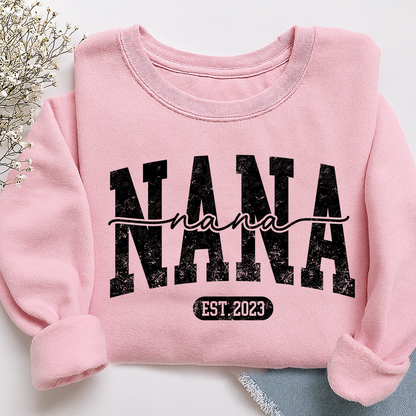Nana Est. 2025 Custom Sweatshirt Gift For Grandma And Grandchild